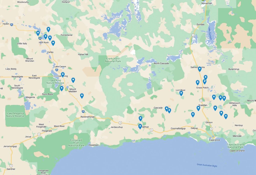 Locality of NVT trial sites in Esperance from 2020 to 2024. Locality of NVT trial sites in Esperance from 2020 to 2024.