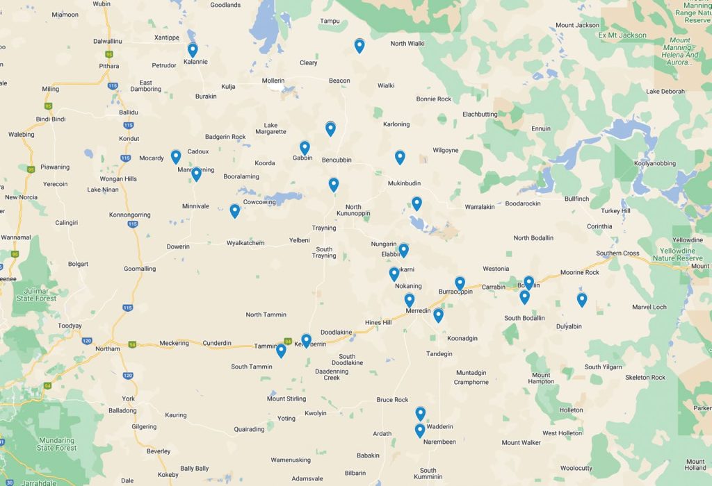 Locality of NVT trial sites in Kwinana East from 2020 to 2024.