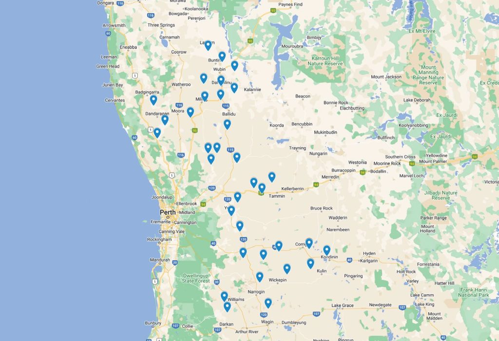 Locality of NVT trial sites in Kwinana West from 2020 to 2024.